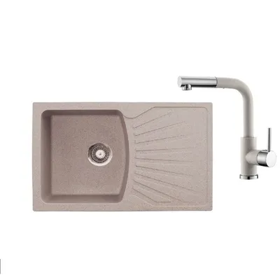 Metalac set sudoper xQuadro Plus + česma Lux + gratis sifon / bež boja