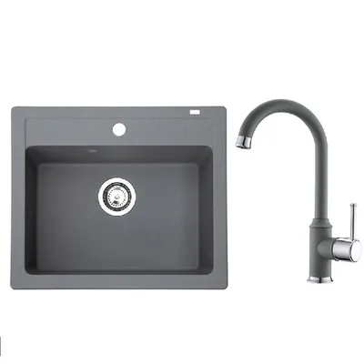 Metalac set sudoper xQuadro 60+ česma Arc N + sifon gratis / grafit siva boja