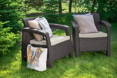KETER Corfu vrtni set – 2 ratan fotelje, smeđa, 75x70x79 cm