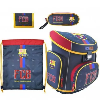 Školski set 4/1 FC Barcelona – ruksak, pernica, torba za patike i novčanik
