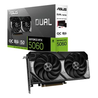 ASUS grafička kartica DUAL Nvidia GeForce RTX 5060 O8G 8GB GDDR7 OC, 128-bit, 3x DP, 1x HDMI