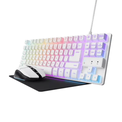 Trust GXT miš, tastatura i podloga za miš, 794W 3-u-1, gaming set, bijela boja
