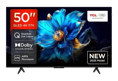 TCL QLED televizor 50P7K, 4K Ultra HD, Smart TV, Google TV, AiPQ PRO PROCESSOR, HVA ekran, Dolby Atmos, HDR10, Crni
