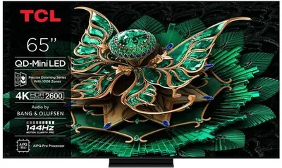 TCL QD-MiniLED televizor 65C7K, K Ultra HD, Smart TV, Google TV, 144 Hz VRR, Audio od Bang & Olufsena, AiPQ Pro procesor, HDR 2600 nita, CrystGlow HVA panel, Ultra tanki dizajn