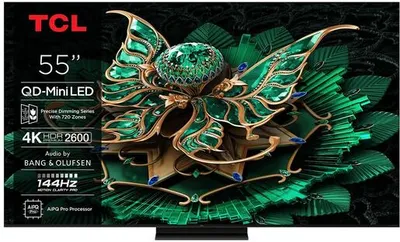 TCL QD-MiniLED televizor 55C7K, K Ultra HD, Smart TV, Google TV, 144 Hz VRR, Audio od Bang & Olufsena, AiPQ Pro procesor, HDR 2600 nita, CrystGlow HVA panel, Ultra tanki dizajn