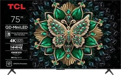 TCL QD MiniLED televizor 75C6KS 4K QD-Mini LED televizor, 4K Ultra HD, Smart TV, Google TV, AiPQ procesor, ONKYO 2.1 Hi-Fi sistem, HVA panel, Ultra tanki dizajn