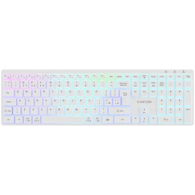 CANYON tastatura HKB-W11 UK/US Layout RGB Dual Mode bežična bijela