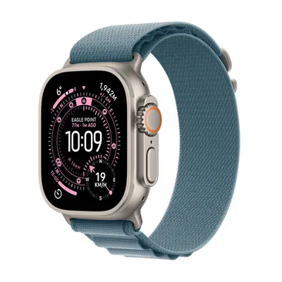 Apple Watch Ultra 3 Cellular 49mm Natural Titanium Case with Light Blue Alpine Loop - Medium