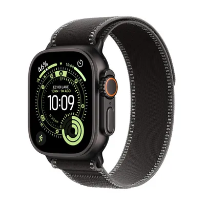 Apple Watch Ultra 3 Cellular 49mm Black Titanium Case with Black/Charcoal Trail Loop - M/L