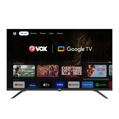 VOX LED televizor 43GTU090, bez okvira, 4K Ultra HD, Smart TV, Google TV, Dolby Audio, Crni
