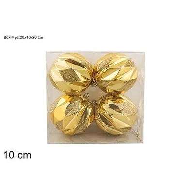 Due Esse novogodišnje kugle 10 cm set 4/1 – zlatne (PVC)