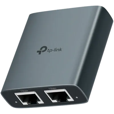 TP-Link EH210 1 to 2 Gigabit Ethernet Splitter, 3 x RJ45 1Gbps Ports, 1 x USB-C Power Supply Port, Aluminum Alloy Case