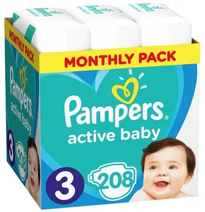 Pampers Active Baby Plus pelene veličina 3 (Midi) 208 kom (6–10 kg)
