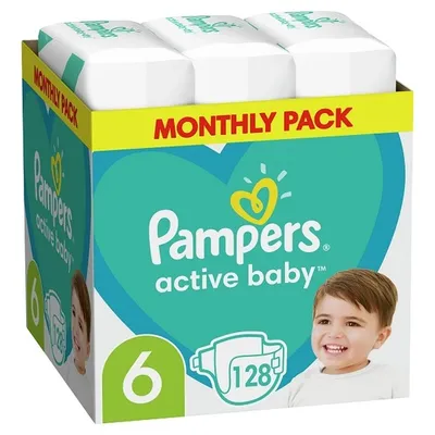 Pampers Active Baby Plus pelene veličina 6 (Extra Large) 128 kom (13–18 kg)