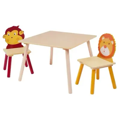 KINDER HOME dječji drveni stol sa 2 stolice šareni TF3868-2