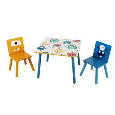 KINDER HOME dječji drveni stol sa 2 stolice šareni TF6051