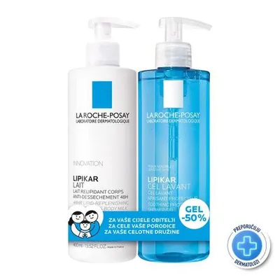 La Roche-Posay Lipikar paket: Lait 400 ml + Gel Lavant 400 ml