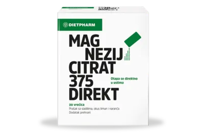 Dietpharm Magnezij citrat 375 Direkt – granule za mišiće, 20 kom