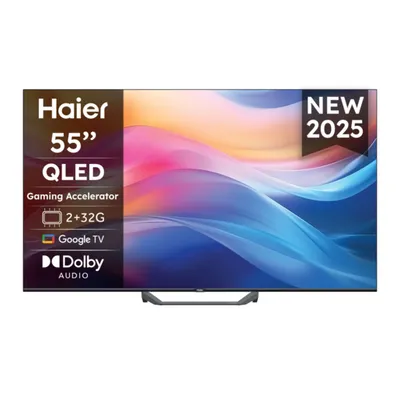 Haier QLED televizor H55S80FUX, 4K Ultra HD, Smart TV, Google TV, HDR, Dolby Audio, Siva