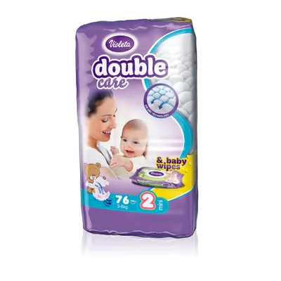 Violeta Air Dry Double Care pelene Mini 2 Jumbo 76 kom (3–6 kg) + baby maramice 40 kom