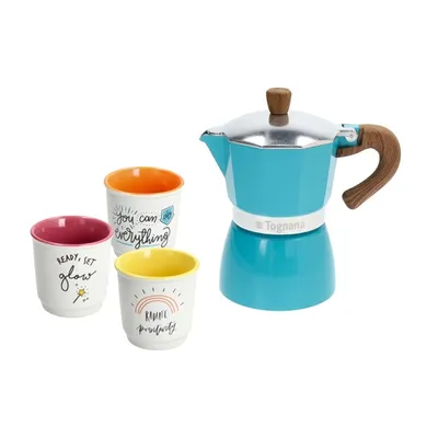 Tognana Moka Pot aparat za kafu uz 3 GRATIS šoljice, plavi
