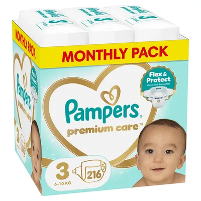 Pampers Premium Care pelene veličina 3 Midi Mega Pack 216 kom (6–10 kg)