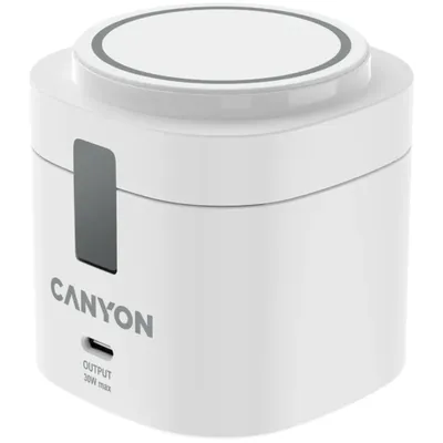 Canyon 4 in 1 Wireless Charging Stand, 30W max, 65W punjač i 1M kabel, bijeli, CNS-WCS405W