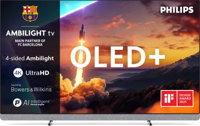PHILIPS OLED+ televizor 55OLED910/12, 4K Ultra HD, Smart TV, Google TV™, P5 AI Procesor, Ambilight 4 strane, VRR 144Hz, Bowers & Wilkins zvuk 80W, crna boja