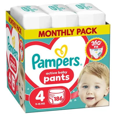 Pampers Pants pelene gaćice veličina 4 (Maxi) Mega Box 186 kom (9- 14 kg)