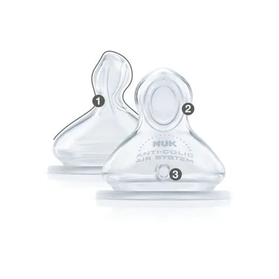 NUK First Choice+ silikonski sisač Flow control, 2 kom, 6-18m