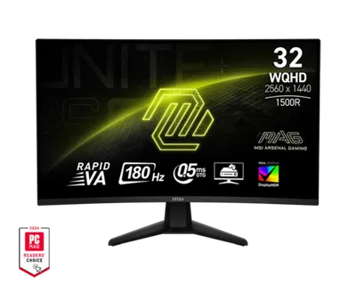 MSI MAG 32CQ6F gaming monitor, 31.5", WQHD, VA, Curved 1500R, HDR400, HDMI, DP, 180Hz, 0.5ms