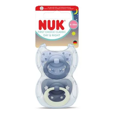 NUK First Choice Classic Dan & Noć duda 2 kom 6-18m, plava