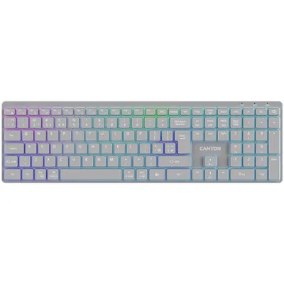 CANYON tastatura HKB-W11 UK/US RGB Dual Mode Wireless Grey