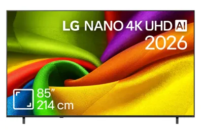 LG NanoCell televizor 85NU8E0B3LA, 4K Ultra HD, Smart TV, webOS 26, α7 AI Processor 4K Gen9, HDR10 / HLG, 2.0ch 20W, Crni