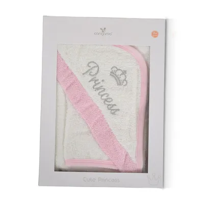 CANGAROO peškir za bebe s kapuljačom Cute Princess, Pink, 75 x 75 cm